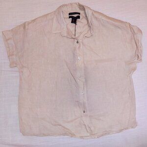 Tahari Creme Colored Button Up Blouse - Size L